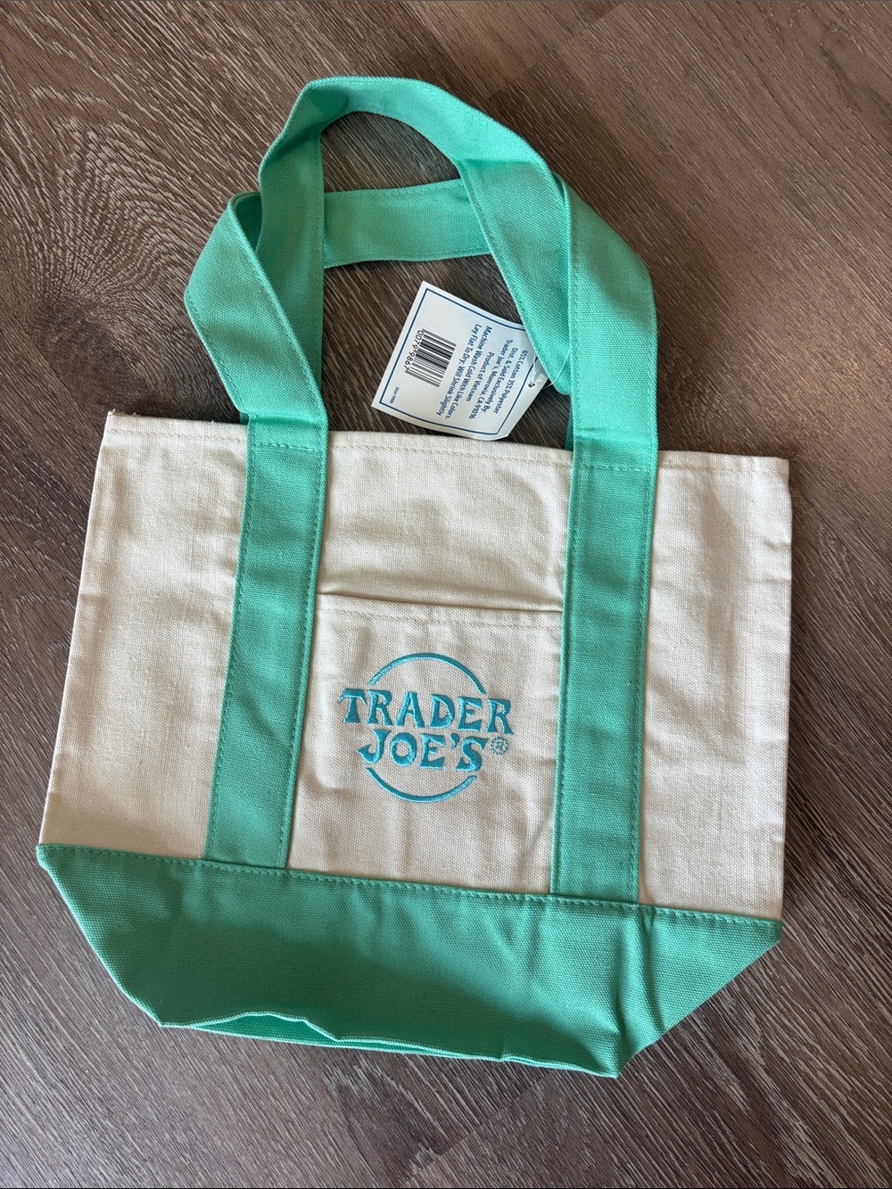 Trader Joe’s Mini Canvas Tote Bag in Mint/Green